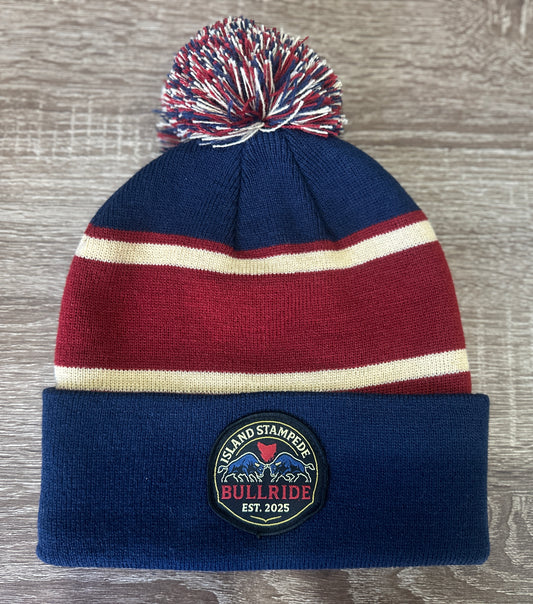 'Island Stampede Bullride' Beanie, Blue/maroon