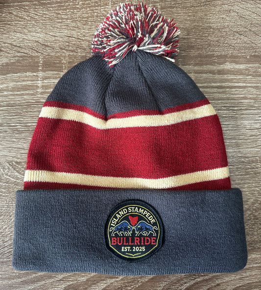 'Island Stampede Bullride' Beanie, Grey/maroon